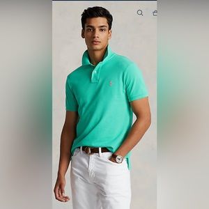 Men custom slim fit polo  sunset green